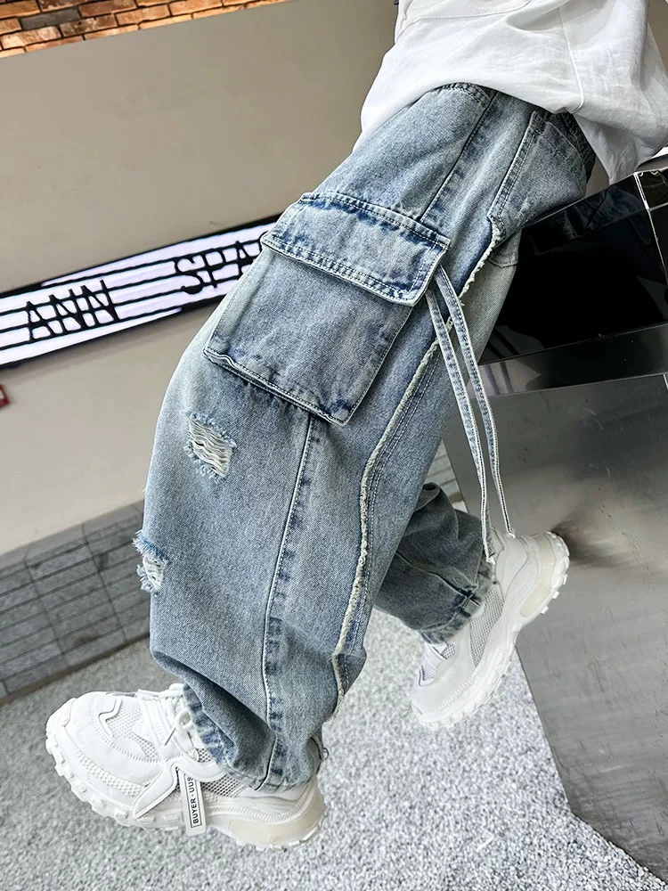 男童牛仔裤春秋款2025新款中大儿童春装工装休闲裤男孩春季长裤潮