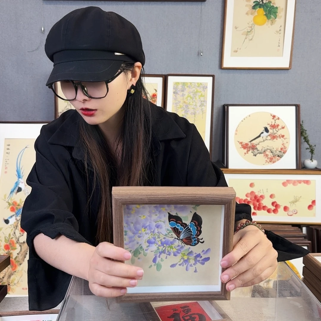 书法手绘带框尺寸：15*15