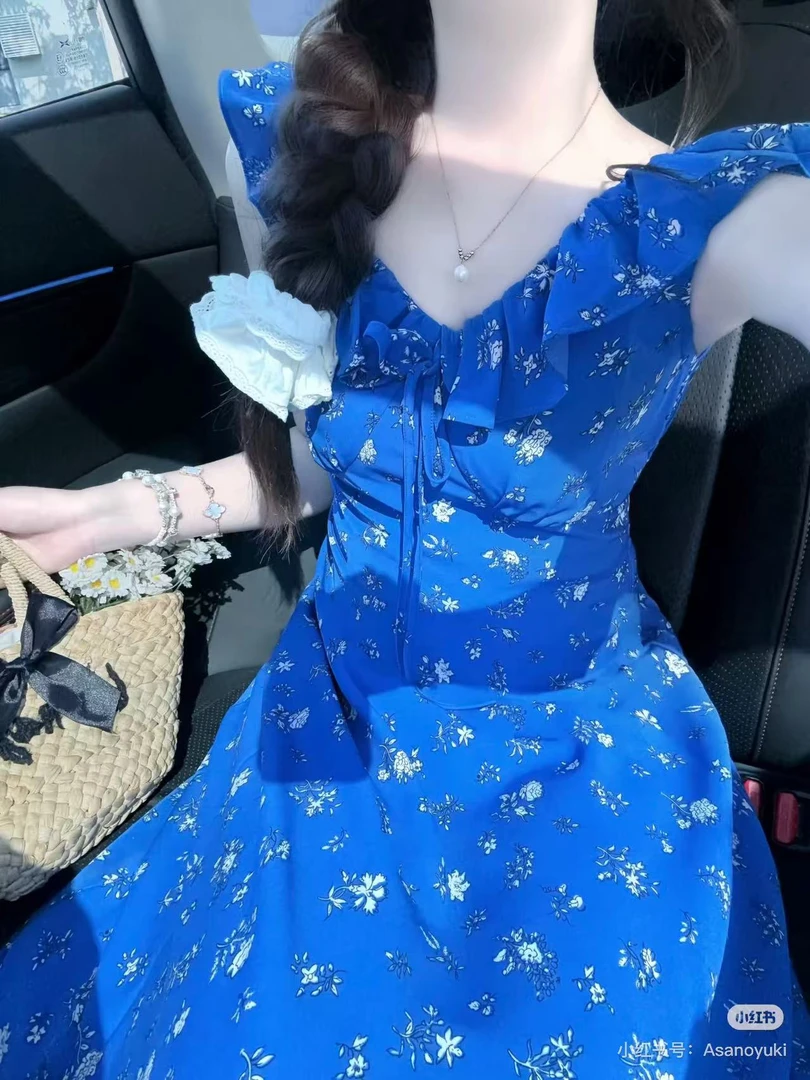 直播间链接 非图片款 轻奢样衣 默认微瑕 碎花连衣裙