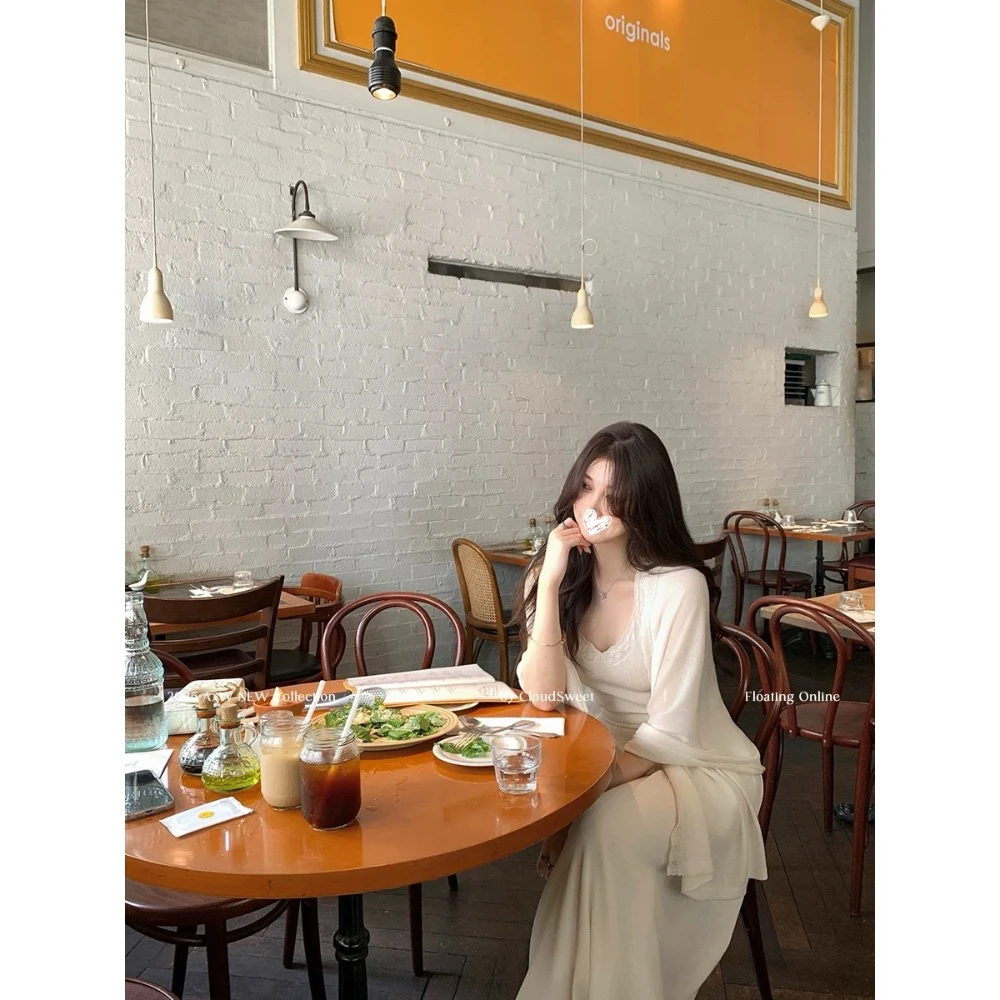 秋日慵懒气质温柔针织开衫披肩四件套