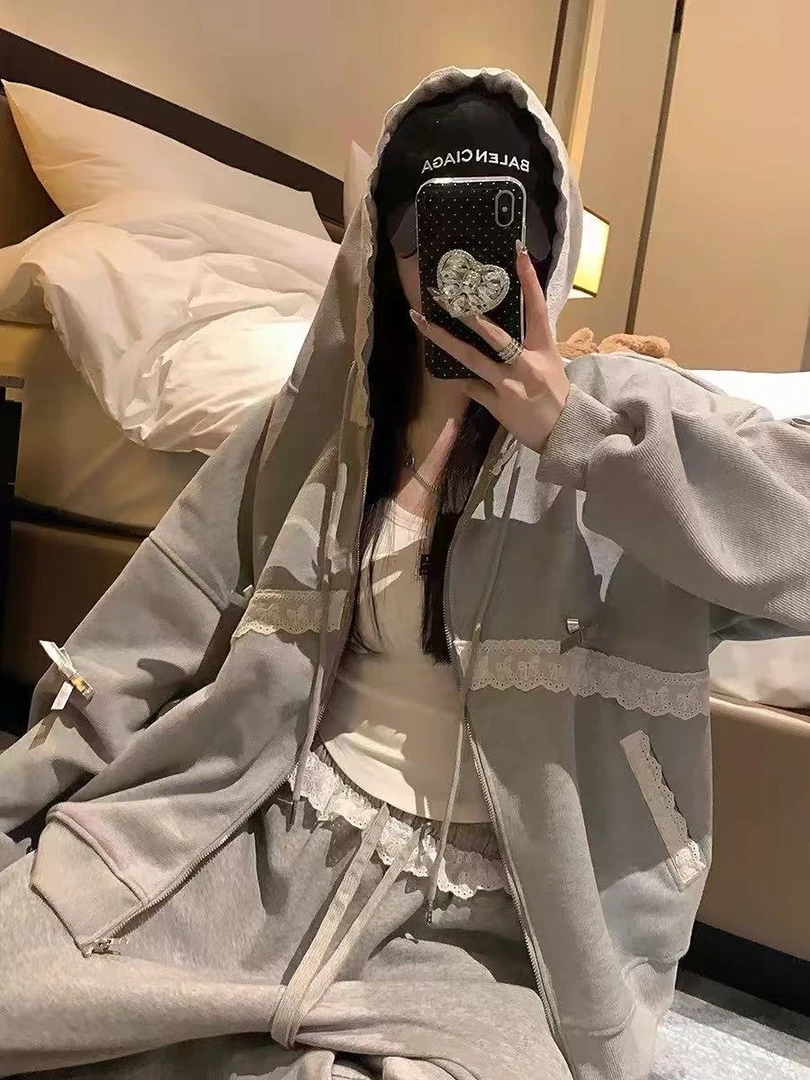 658花边蝴蝶结帽衫外套