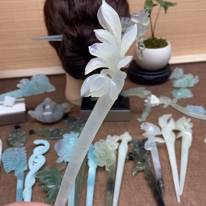 蛇纹石玉未镶嵌发簪