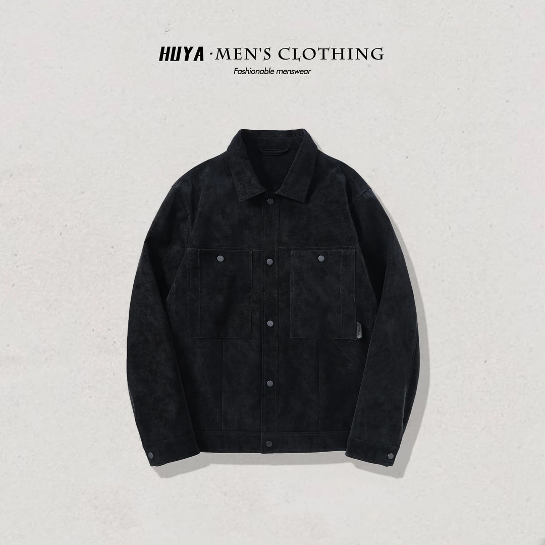 【虎牙兄弟】皮衣男款爆款2025秋季新款日系复古高级感翻领夹克6604