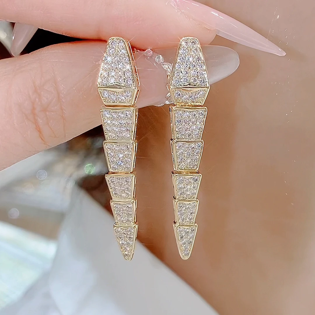 铜合金玻璃耳饰 652-明艳925银针气质重工大气小香风温柔耳环