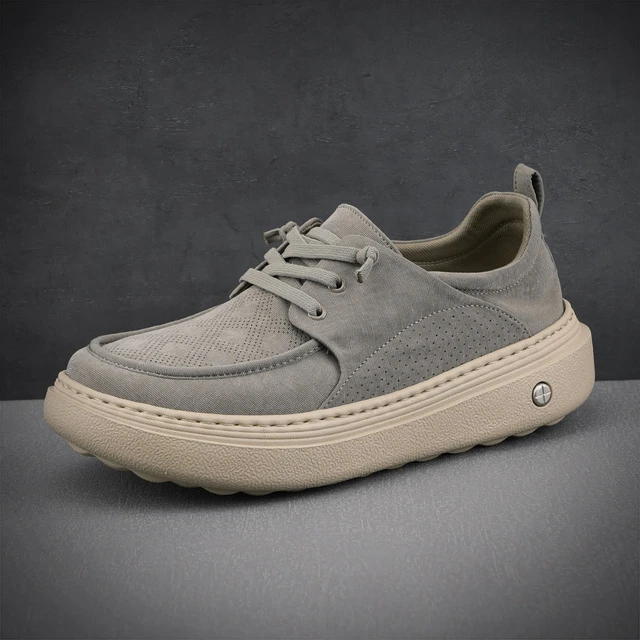 库华森男鞋2025春新款透气软底布鞋潮流百搭一脚蹬休闲鞋厚底板鞋