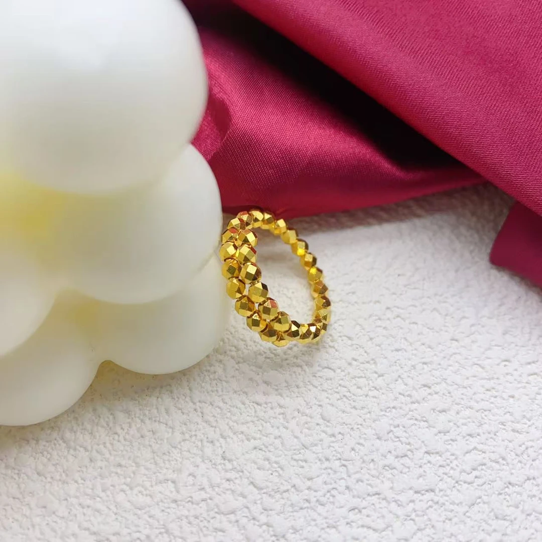 【木韵阁】足金999 黄金5G蹦迪珠戒指开口戒指时尚百搭 4.04 4.49