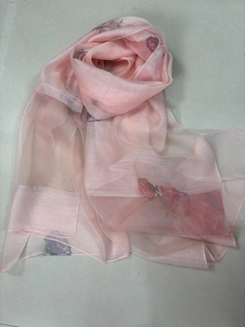C287 粉玫瑰 桑蚕丝羊毛围巾丝巾时尚 百搭围巾 80*190 C