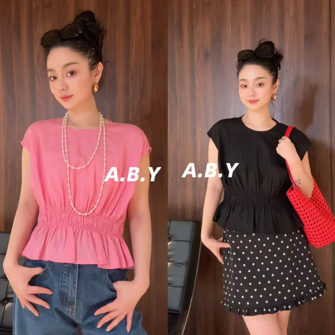 【表白】天丝苎麻收腰气质宽松设计师短袖衬衫【250624-2】