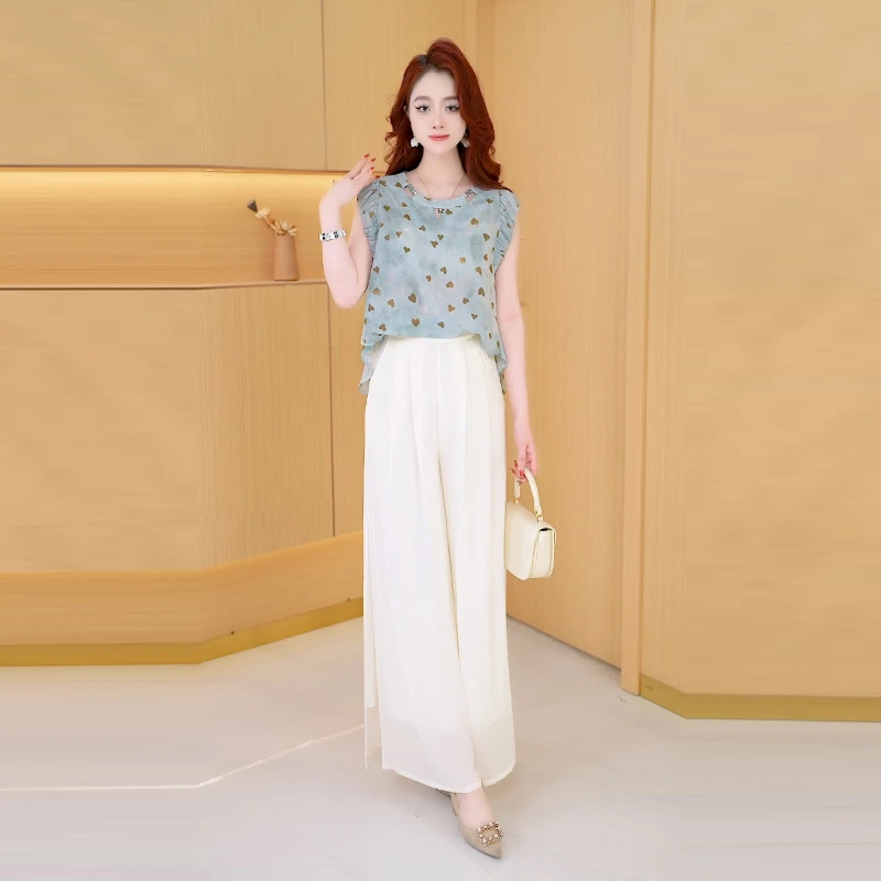 【两件套】夏季时尚女神修身洋气宽松气质休闲百搭显瘦减龄女装套裤