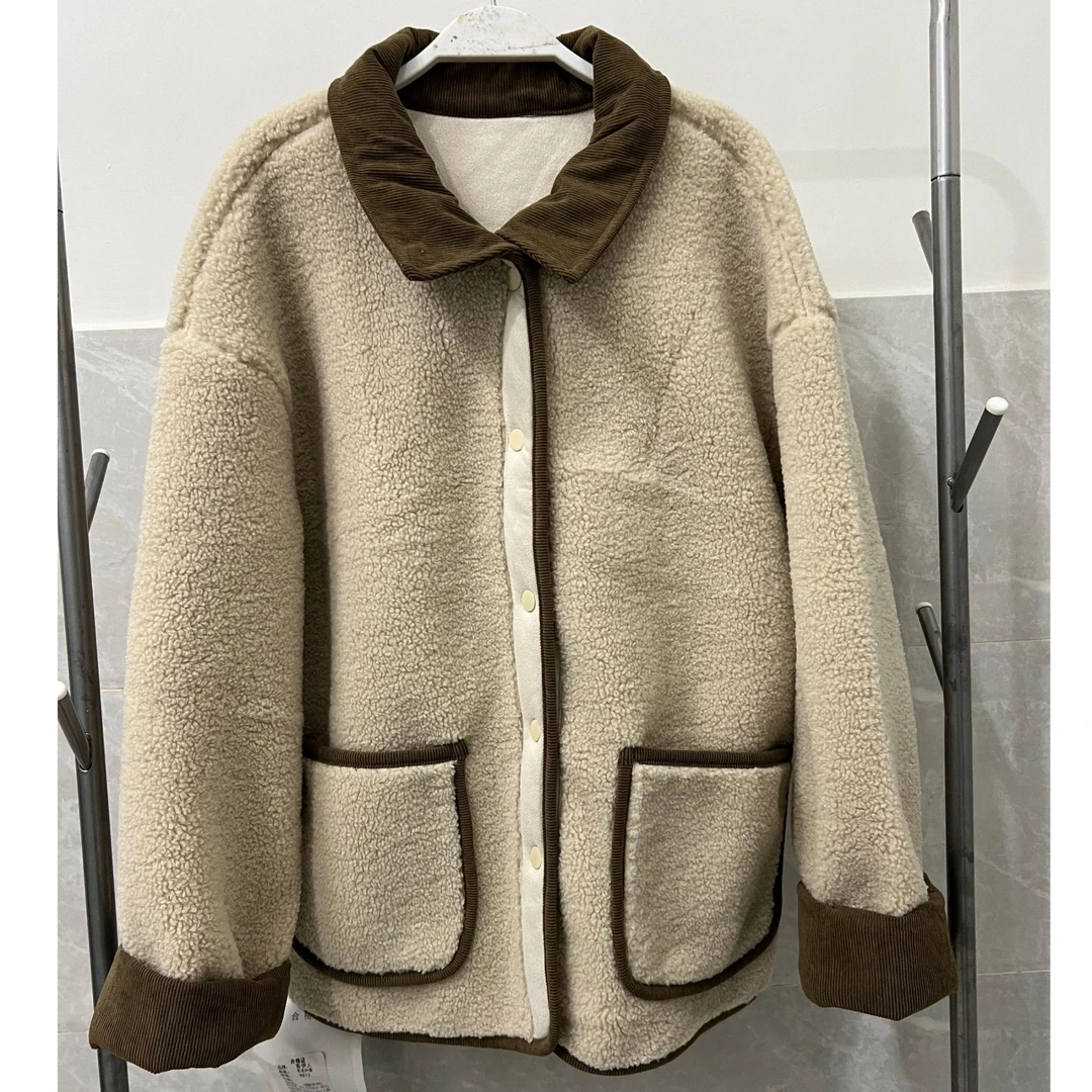 2025年新款宽松百搭加厚毛外套A9812