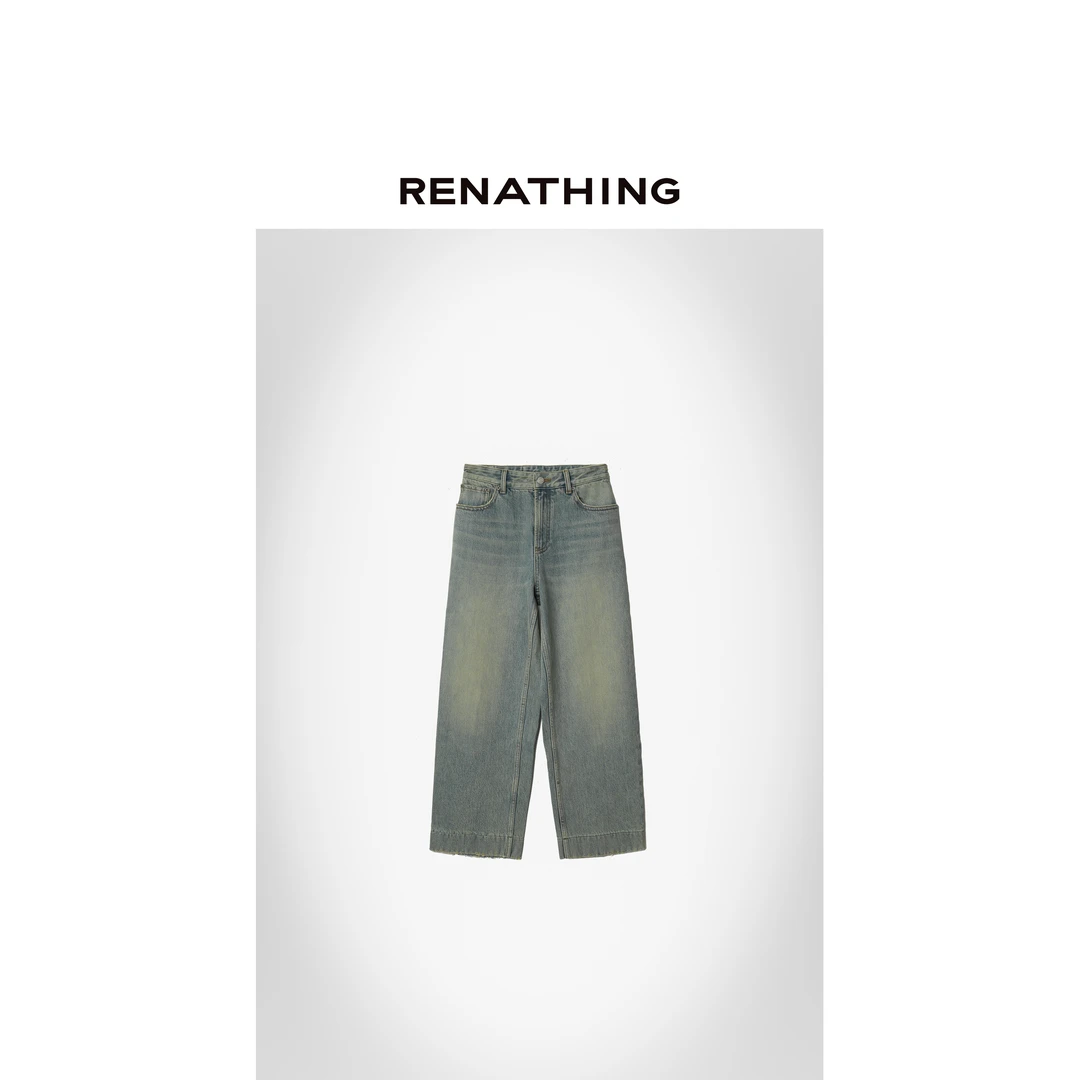 【RENATHING】窄版直筒阔腿牛仔裤