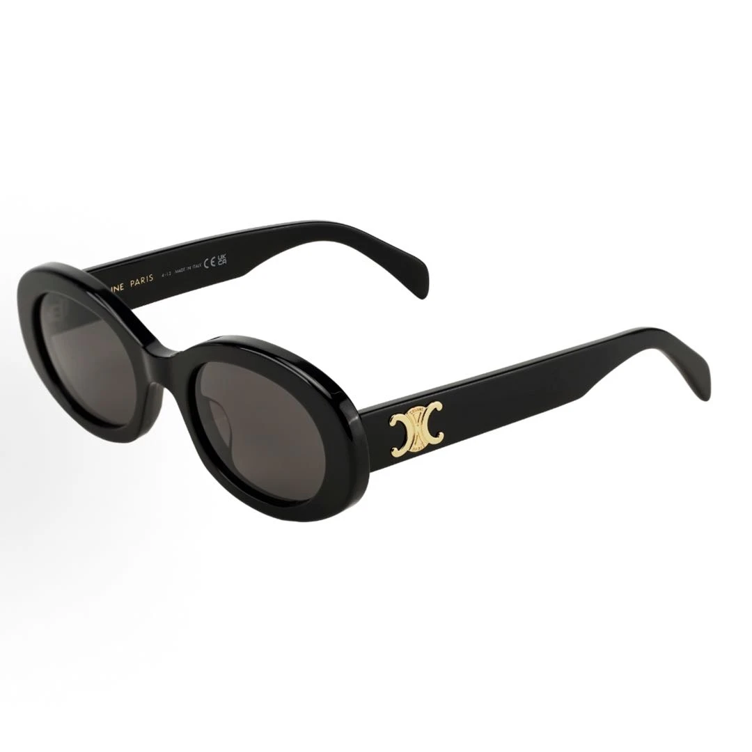 CELINE赛琳 椭圆 小框 板材镜架椭圆形太阳眼镜 黑色/琥珀色 dd