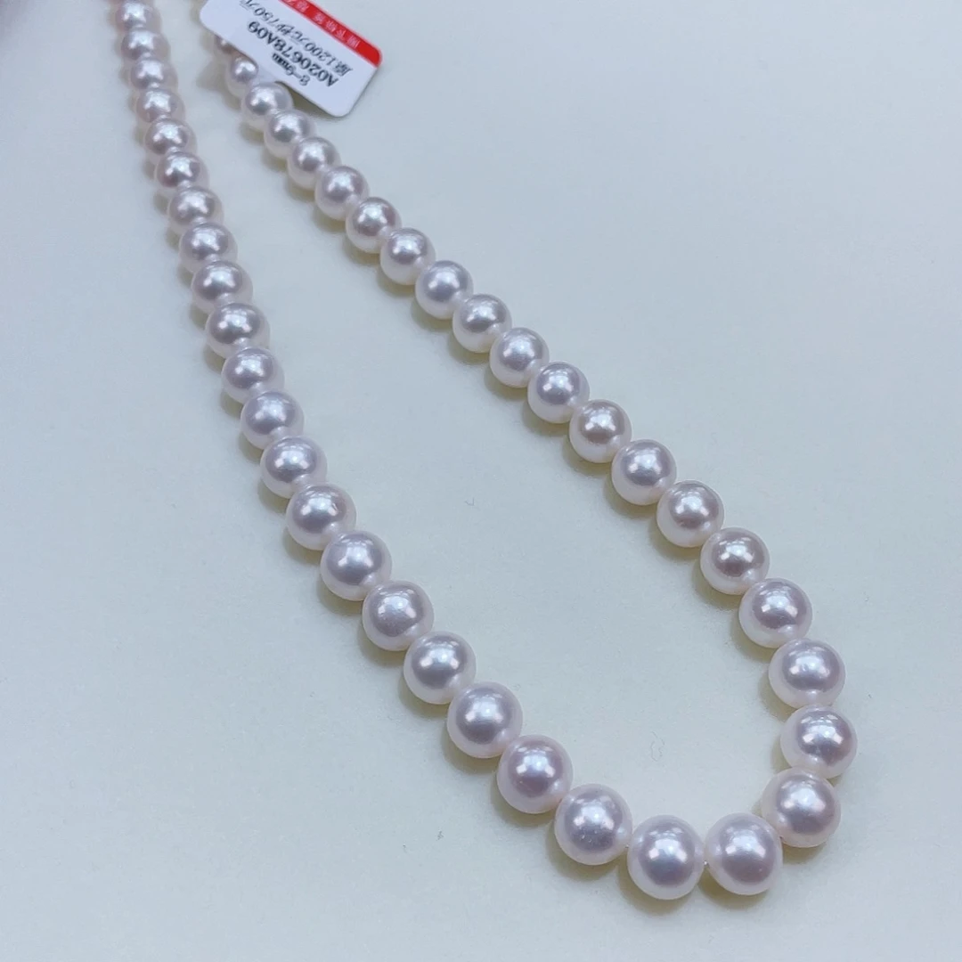 淡水珍珠颈饰银S925镶嵌8/9透亮冷白圆度好干净