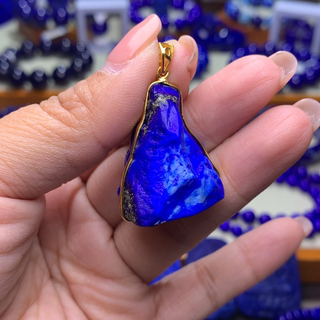 青金石颈饰银S925镀金镶嵌