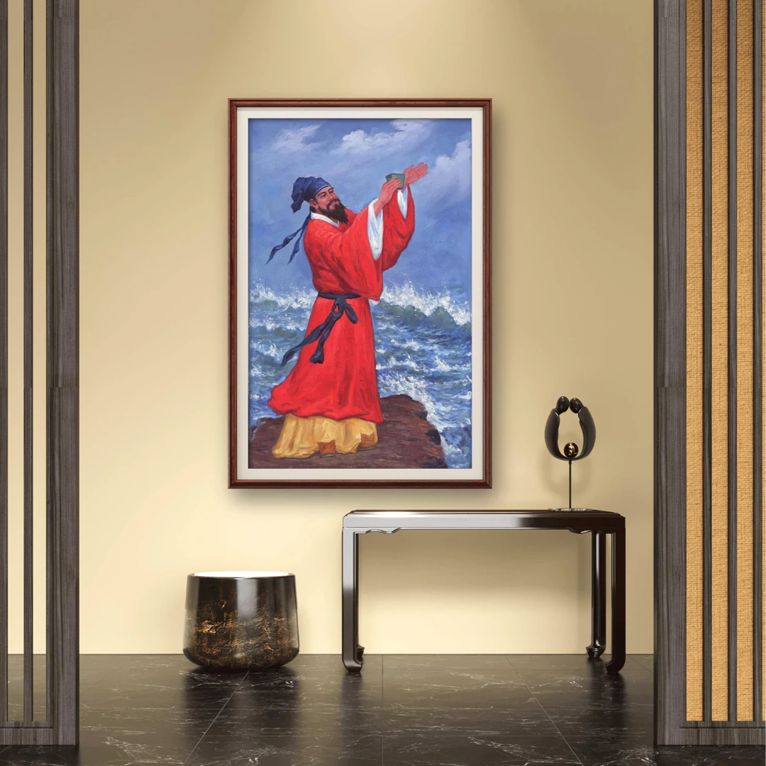 【张俊龙】东坡豪情原创油画中式茶室书房玄关走廊装饰挂画