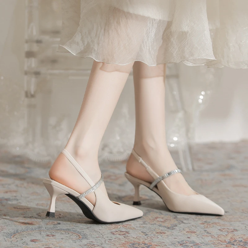 包头凉鞋女2025年夏季新款法式细跟高跟鞋仙女风配裙子气质单鞋子