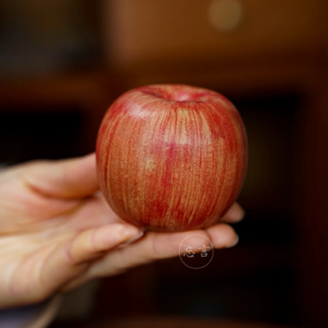 宜兴紫砂苹果茶宠摆件精品家居装饰盖置可以茶玩原矿紫砂双色粉浆