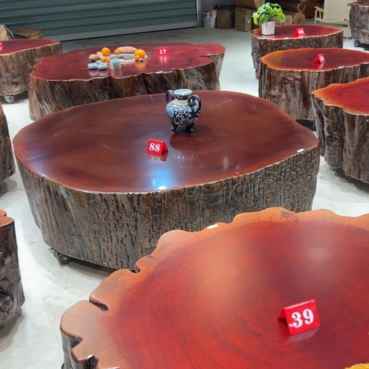 心***。木原木树墩桌 ➕一个凳子