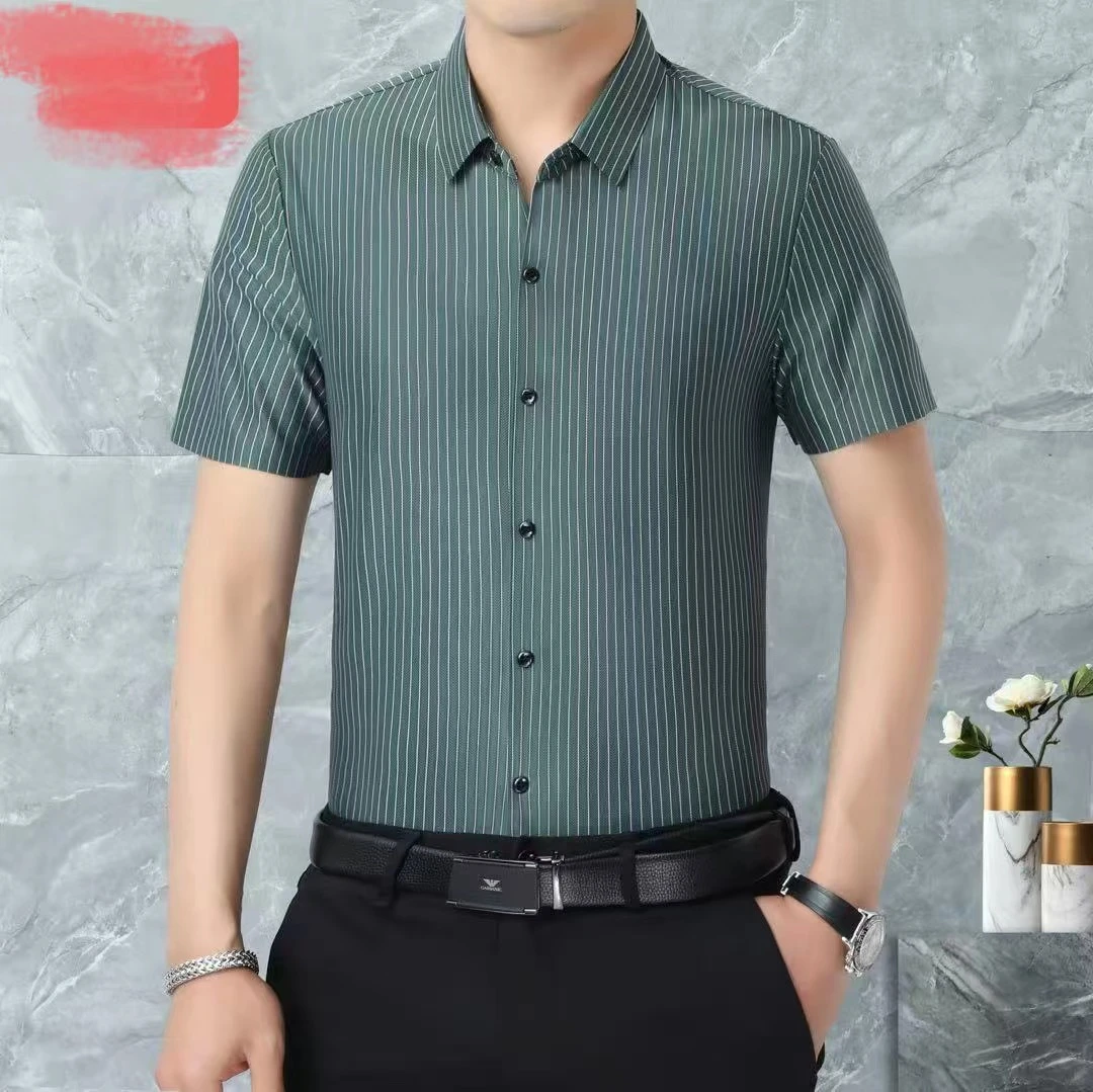 25377衬衫短袖中年男士商务休闲时尚薄款无痕职业