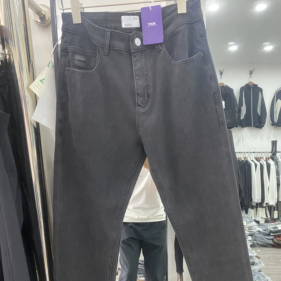 韩式绣花中腰高腰水洗春秋牛仔裤男裤男款时尚九分