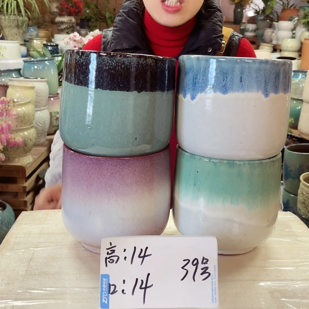 紫砂花盆高度14口径14