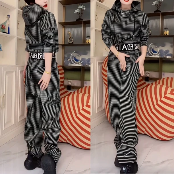 套装女2025春季新款洋气帽版上衣搭配阔腿裤两件套女49497669