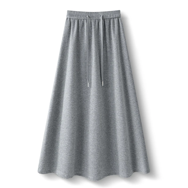 拉夏贝尔韩版休闲a字半身裙女2025秋季新款垂坠感显瘦高腰卫裙潮