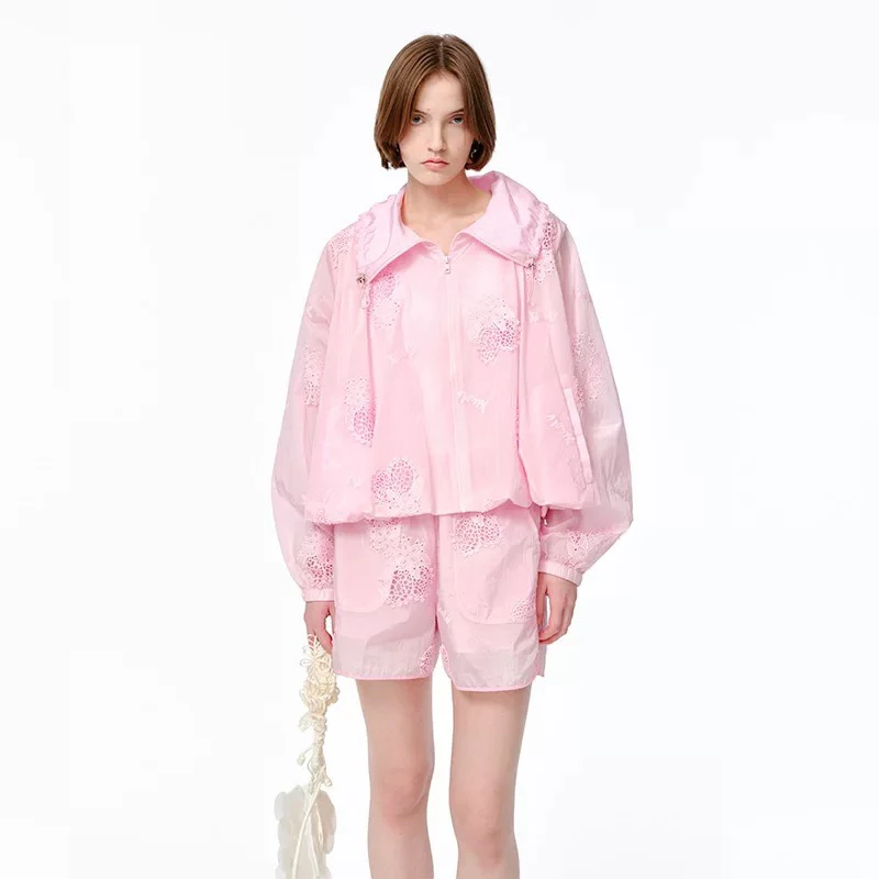 XIAOLI筱李休闲百搭柠檬刺绣外套运动短裤套装