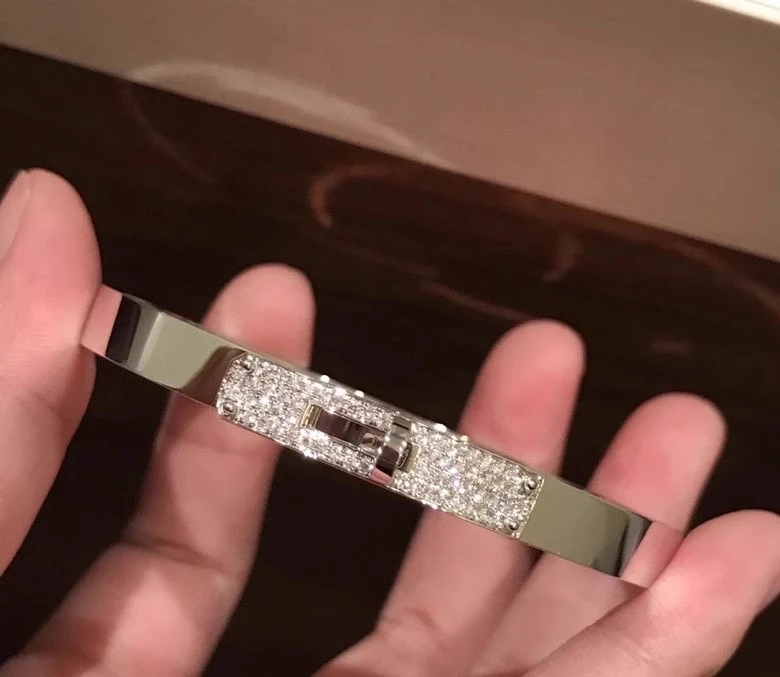 玫瑰金旋转半钻手镯电镀18K金网红轻奢高级感手环精致时尚潮流