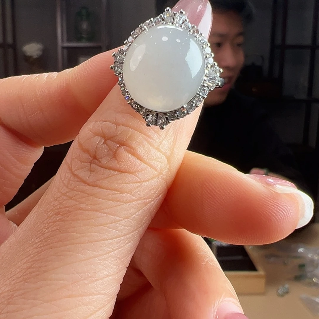翡翠银S925镶嵌戒指戒指57