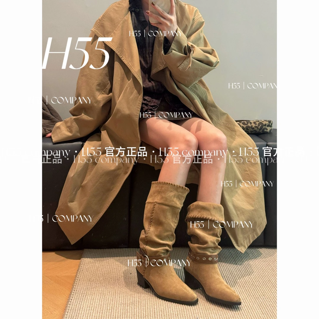 H55-【加州公路】游牧风慵懒西部直筒褶皱堆堆靴 59-2879【M】