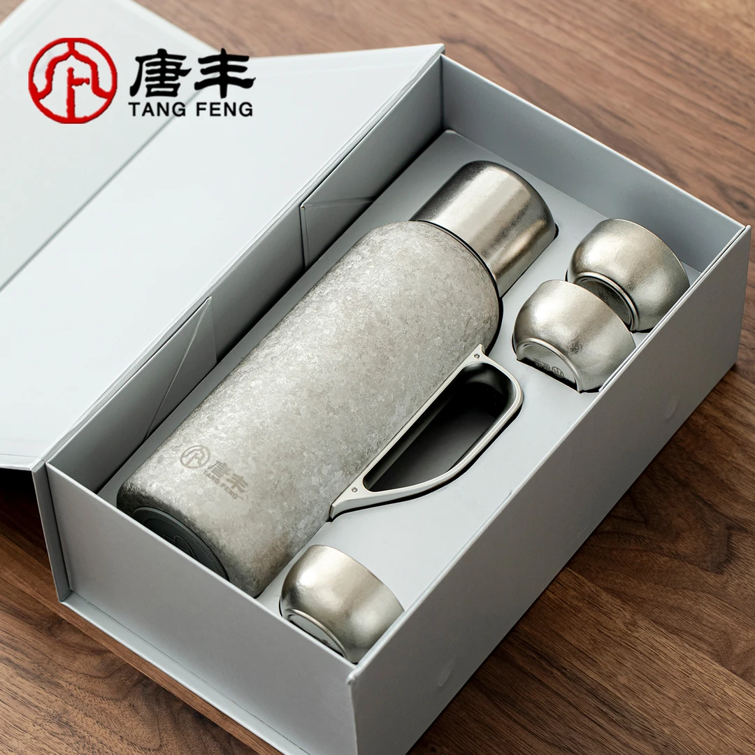唐丰纯钛大冰花健康钛茶壶茶杯焖茶壶泡茶壶焖烧杯茶具礼盒送长辈