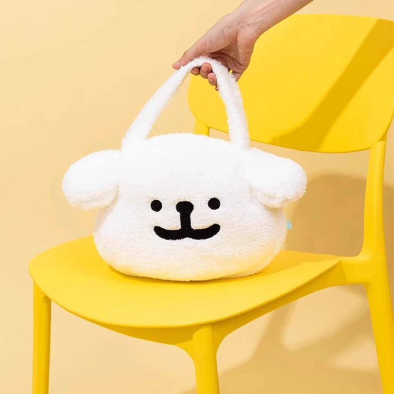 线条小狗Maltese原创大头毛绒包可爱大容量狗头学生斜挎包单肩包