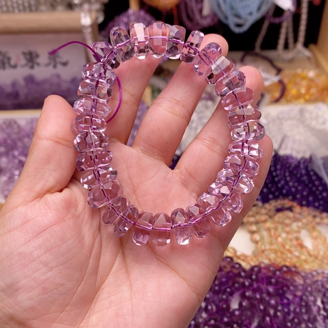 水晶手链未镶嵌双**瑜紫水晶切面