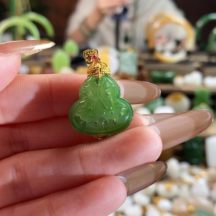 【闪购商品】和田玉吊坠18K金镶嵌