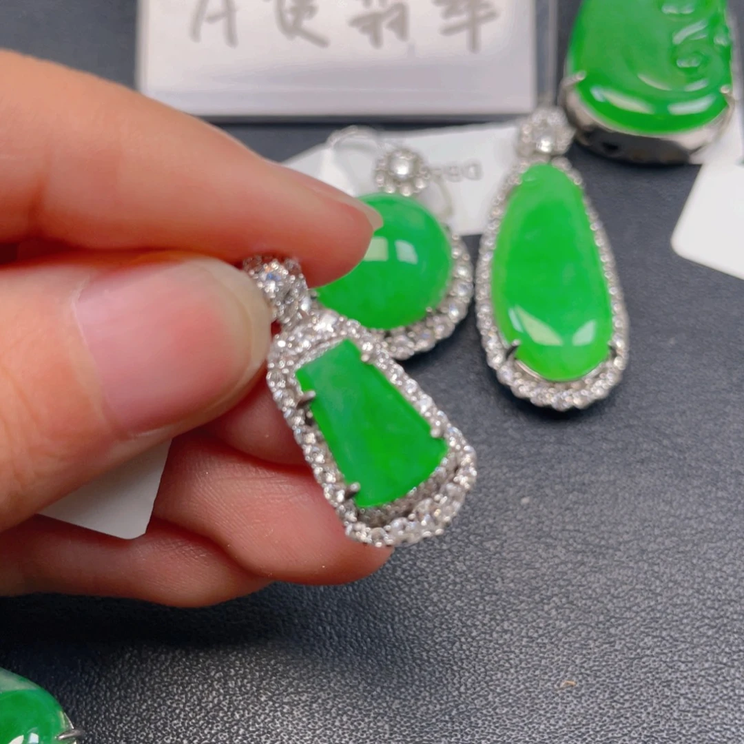 翡翠银S925镶嵌吊坠(不含链)