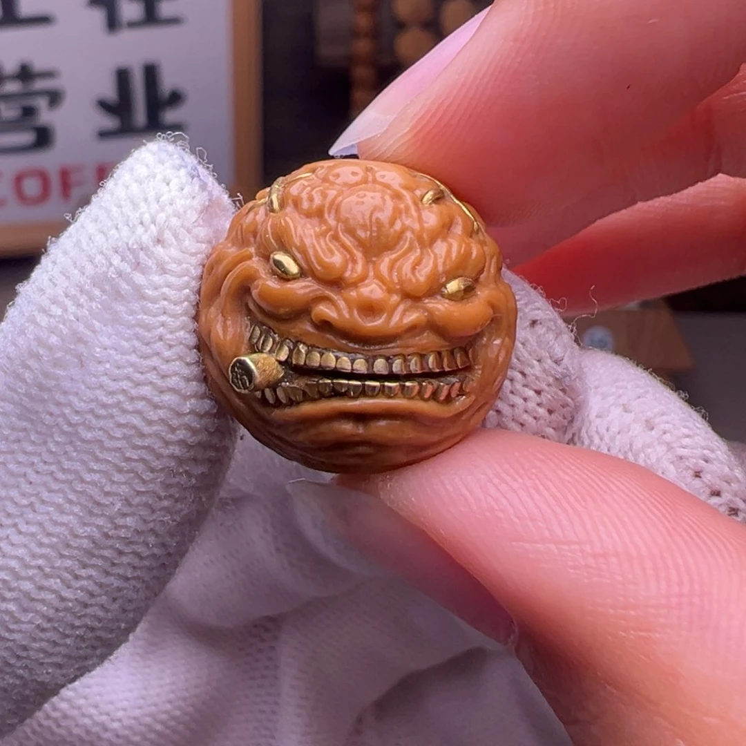 猴头核桃把件镶嵌款小辫烟鬼18左右尺寸全品有正常封口线