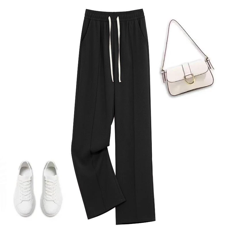 2258夏款大码显瘦窄版直筒休闲女裤高腰显瘦阔腿裤西裤直筒裤