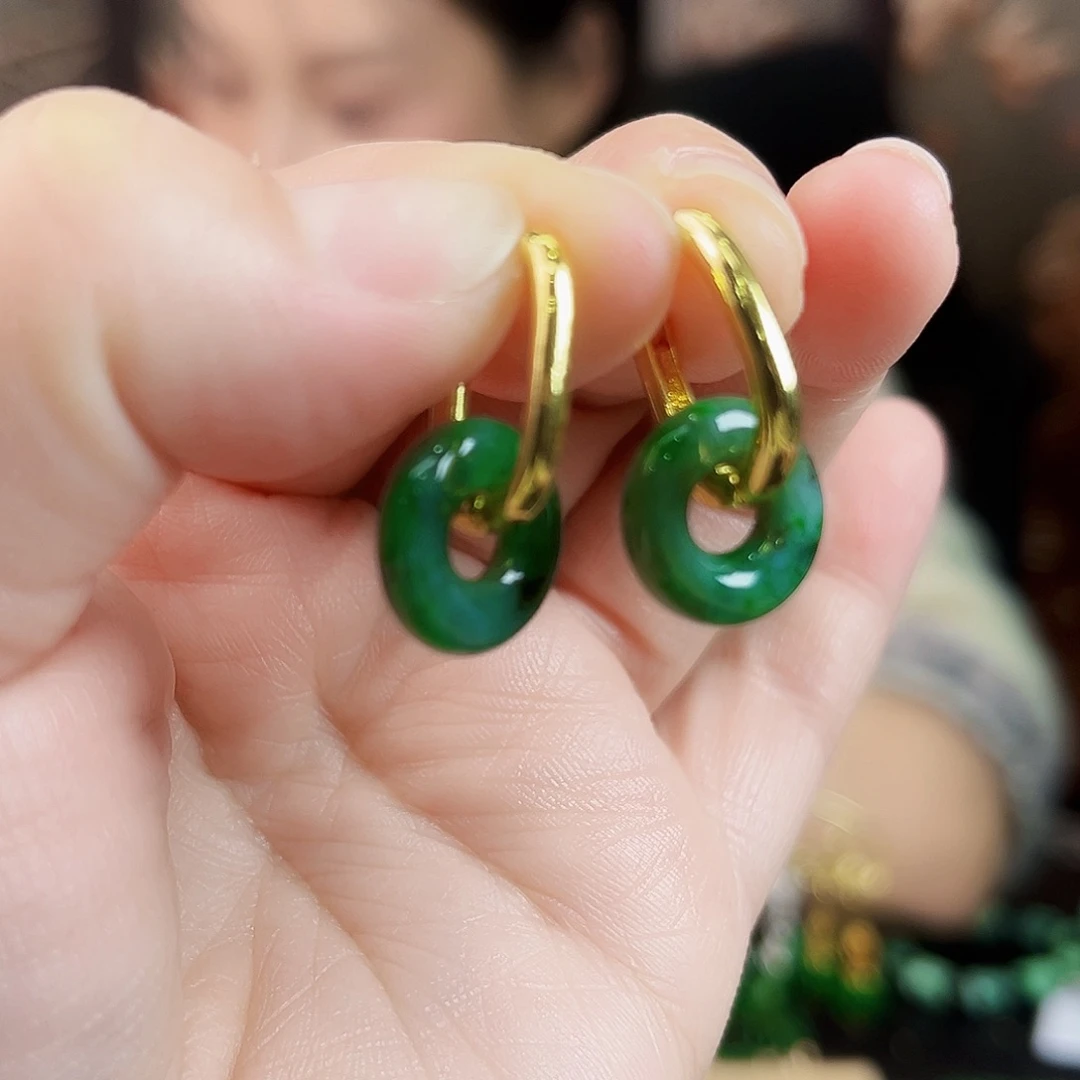 翡翠颈饰银S925镶嵌耳饰