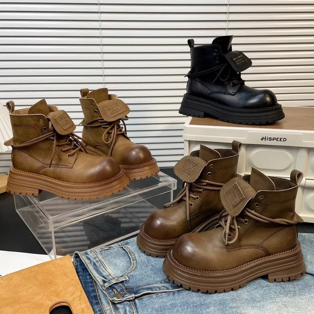 【新疆顺丰包邮】马丁靴女鞋2025新款厚底百搭大黄靴子K280