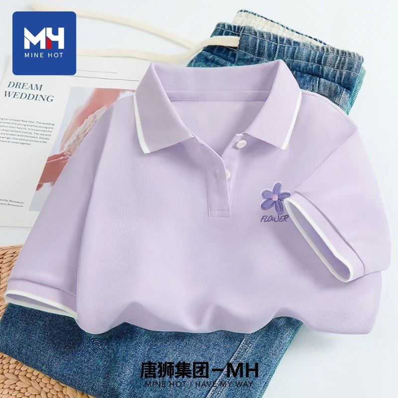 唐狮集团MH女POLO衫2025女士学院风短袖上衣初中生夏季休闲女装