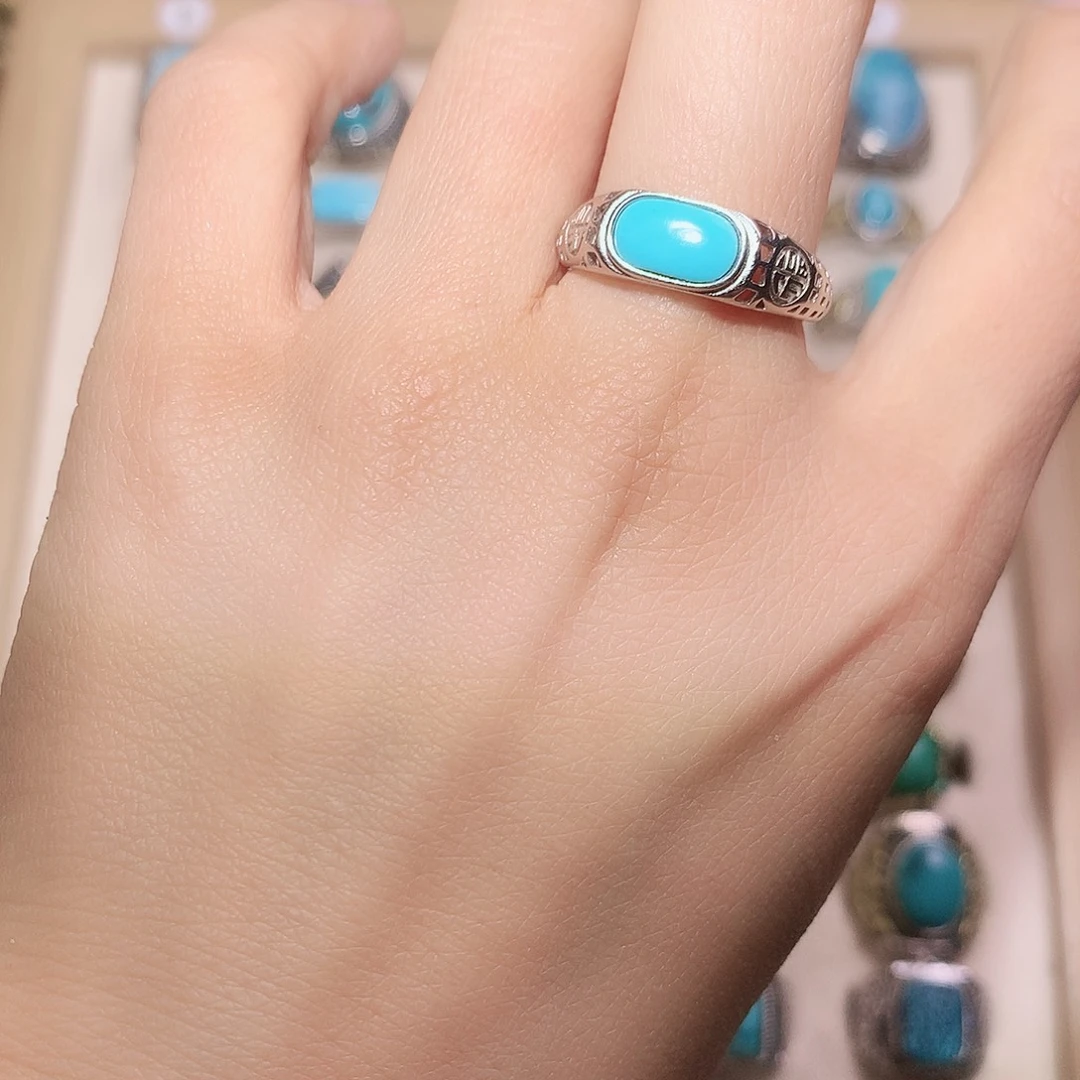 绿松石银S925镶嵌戒指