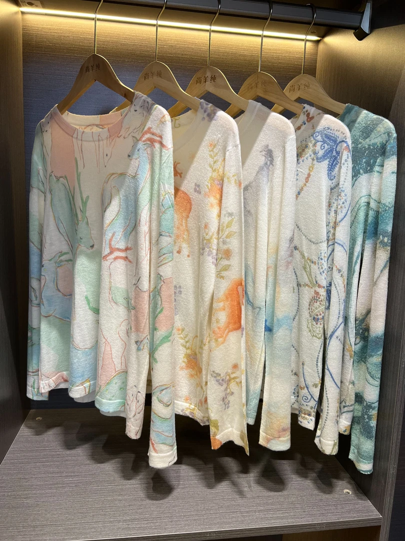 S·Y·C【 裸穿体验】春秋薄款新款水溶羊毛圆领长袖遮肉女