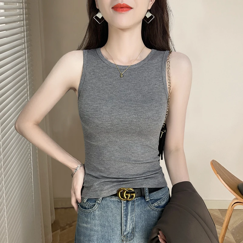 花灰色小吊带背心女内搭夏季无袖遮副乳上衣女2025新款打底衫外穿