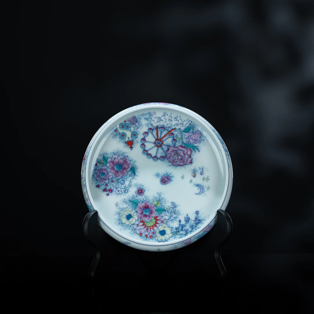 【冉月观隐】斗彩童年壶承 直径15cm 家用茶周边
