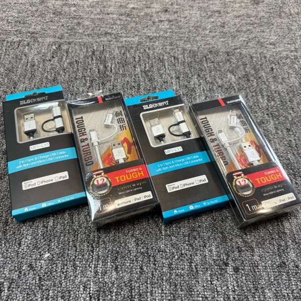 MFI认证 次世代 USB转Micr/Linghting口 数据线 编织线 1米