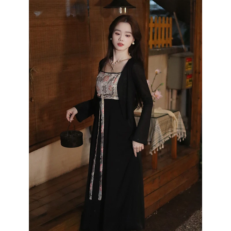 瑶西【黑镜生花】女款新中式日常裤子爆款2025新款春季国风黑色女装