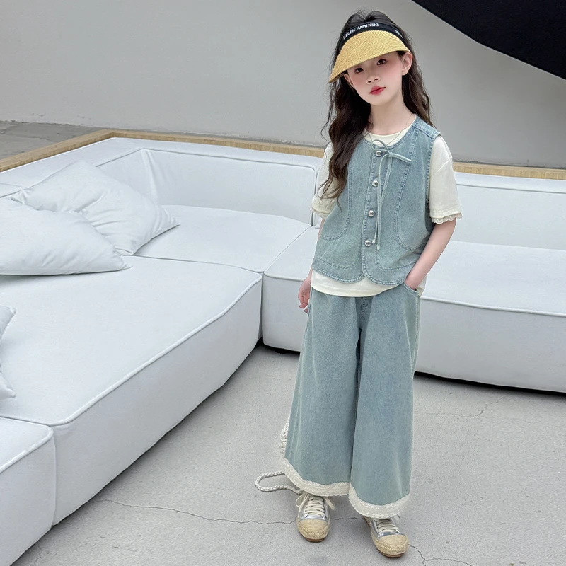 女童春夏套装2025新款爆款6-12岁中大童女孩时尚童装休闲三件套潮