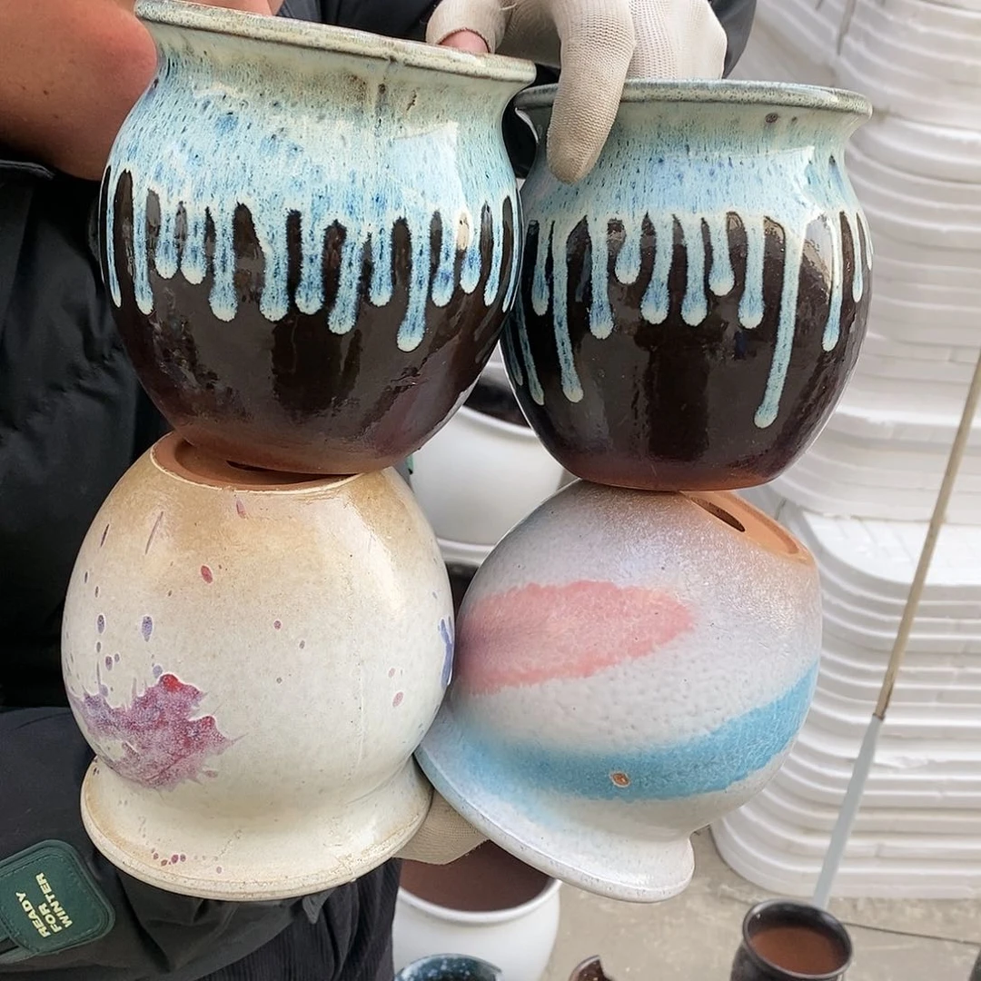 紫砂花盆瑕疵口13高15