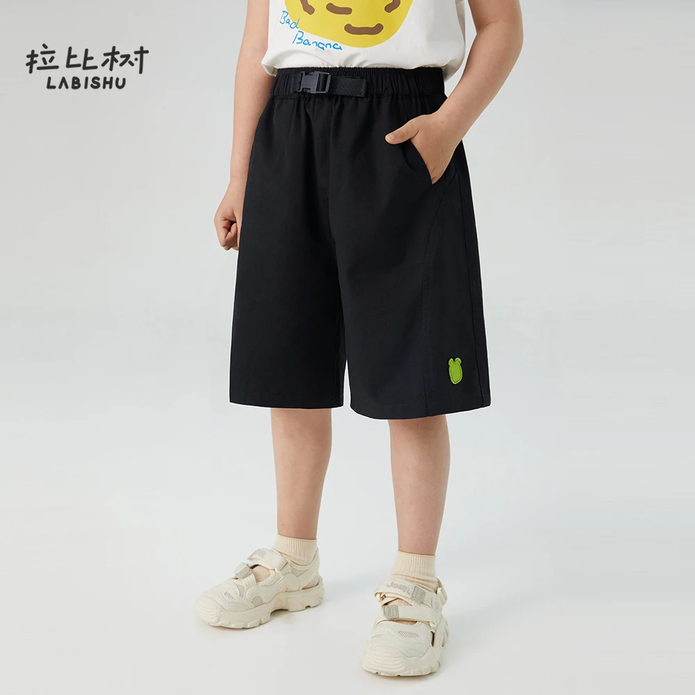 拉比树2025夏季新款小熊分割休闲短裤薄款男童宽松短裤